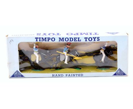 Timpo Toys, Solids No.316 Napoleonic Waterloo 3 Piece Set, containing French Army Lancer Mounted, and 2x French Army Dragoons