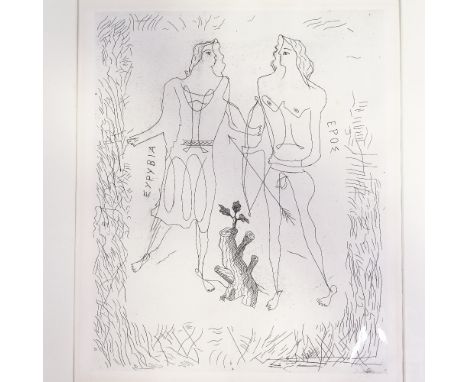 GEORGES BRAQUE (French, 1882-1963) - original etching, Eros and Eurybia, from La Theogonie d'Hesiode 1932, unsigned, image 36
