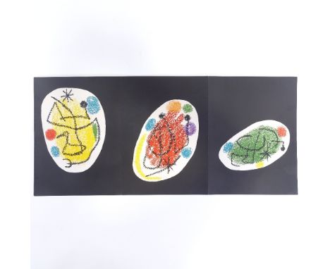 JOAN MIRO - a 3 page original colour lithograph, for the Art Review, published by XXe Siecle, Paris 1962, 31cm x 69cm, unfram