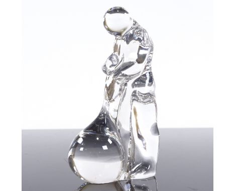 OLLE ALBERIUS FOR ORREFORS - a Swedish Art Crystal&nbsp;Craftsman Series&nbsp;glass blower paperweight figure, etched maker's