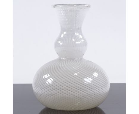 DINO MARTENS FOR AURELIANO TOSO - a Mid-Century Venetian Murano double gourd glass vase, circa 1948-1952, lattice cream cane 