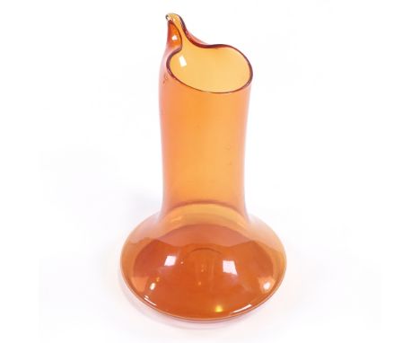 TOBIA SCARPA FOR VENINI - a Mid-Century Venetian Murano orange glass cocktail flask, circa 1954, ships decanter form with pin