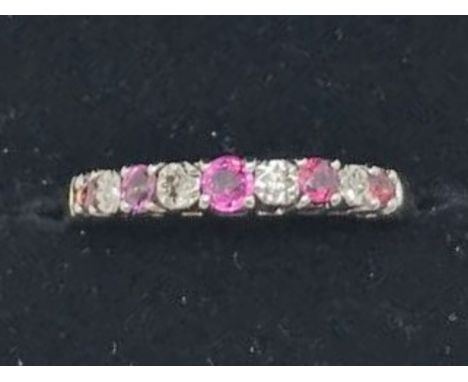 9ct gold ruby and diamond ring.   SZ  R