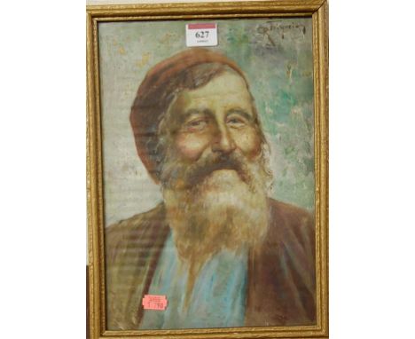 Italian school - Head and shoulders portrait of a bearded man, oil, indistinctly signed upper right, 31 x 21cm