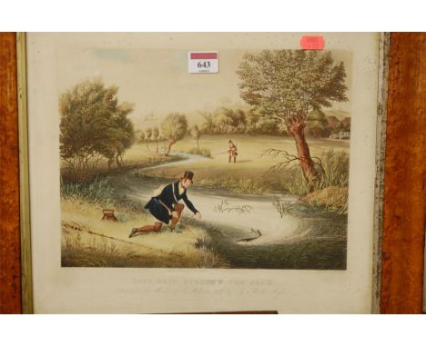 J Pollard - Pair; Livebait fishing for Jack, and Fly-fishing for Trout, colour engravings by R G Reeve, published by J McCorm