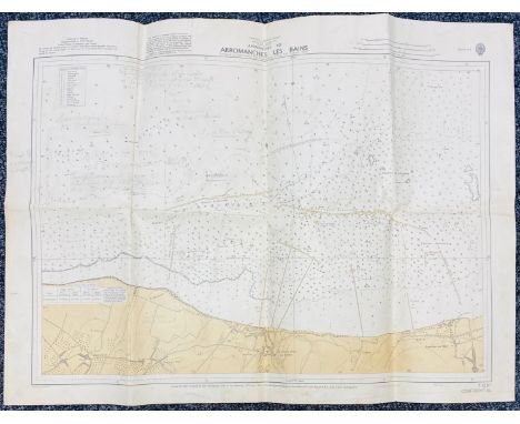 WWII &amp; D-DAY INTEREST. An official sea chart of the coast of Normandy for military use, Approaches to Arromanches Les Bai