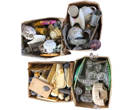 A mixed collection of ceramics and glassware and assorted vintage items 4 Boxes. 