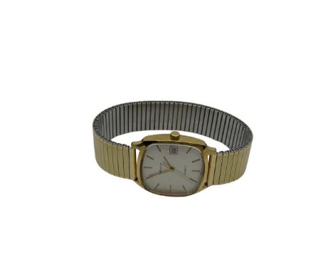 Men's 9ct Gold Zenith Quartz Watch with Gold Plated Stainless Steel Stretchable Watch Band  The watch face width measures app