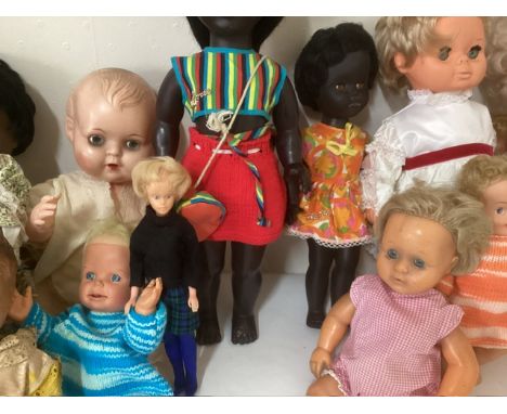 Vintage large group of hard plastic and vinyl dolls to &nbsp;include &nbsp;a 1964 islander large fashion doll.tiny tears doll