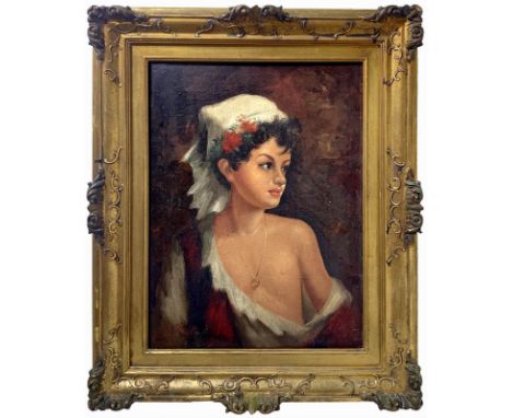 Italian painter from the twentieth century. Portrait of girl. 68x48,5, oil paint on canvas.