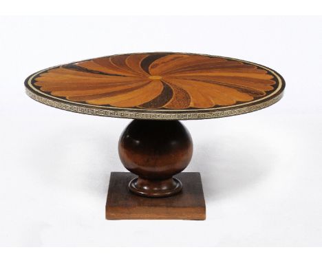 ϒAn Ceylonese ebony, specimen wood and ivory inlaid table top, second quarter 19th century, probably Galle District, with rad