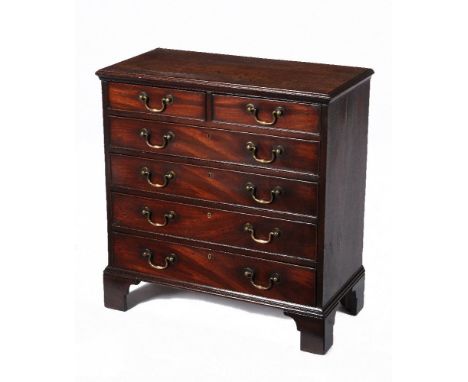 A George III mahogany chest of drawers, circa 1780, of small proportions,  the rectangular top with moulded edge, above two s