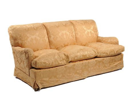 A beech and upholstered sofa, in Victorian style, second half 20th century, by Howard Chairs Ltd, two rear legs stamped 'HOWA