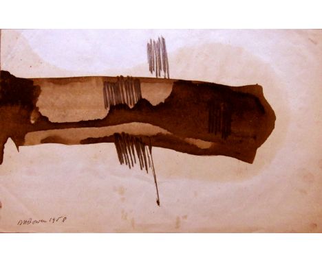 DENIS BOWEN [1921-2006]. Abstract 11 [form], 1958. Watercolour and pencil. Signed and dated. 24 x 37 cm. [good condition - so