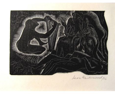 LEON UNDERWOOD [1890-1975]. Harp [Music from behind the Moon pl.7], 1926. Wood engraving, edition of 30, artist's proof. Sign