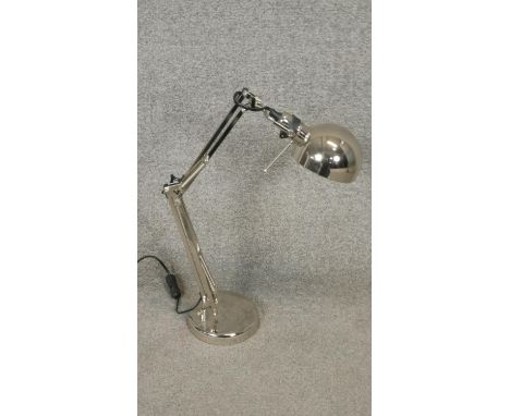 A contemporary vintage style chrome anglepoise lamp. H.55cm 