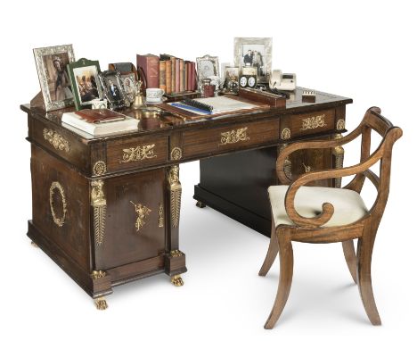 Dominic West (as Prince Charles): an Empire-style mahogany and gilt-metal mounted pedestal partner's deskFirst seen in Season