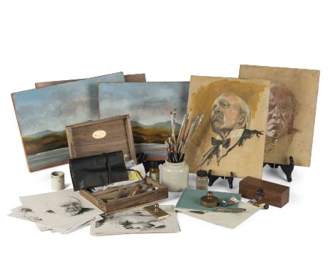 John Lithgow (as Winston Churchill): A selection of character painting propsTo include: four landscape oleographs in the styl