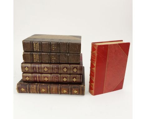 Grouping of Antique or Vintage Leatherbound and Half Moroccan Leather Cover Books. Includes: John Sherer "The Royal Drawing T