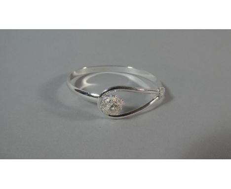 A Modern 925 Silver Floral Bangle 