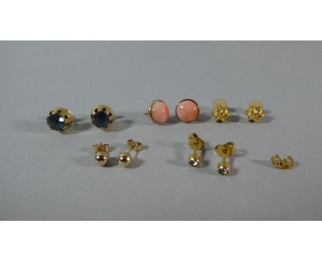 A one Pair of 9ct Gold Stud Earrings with a collection of Yellow Metal and Gilt Earrings. 