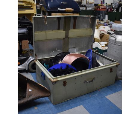A Vintage Aluminium Travelling Trunk Containing Ladies Hats 