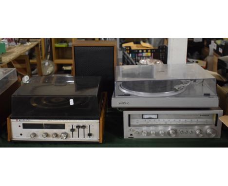 Two Vintage Record Players and a Tuner and Speaker (Untested) 
