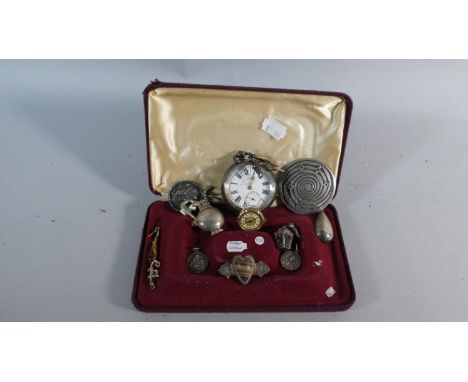 A Collection of Costume Jewellery to include 9ct Gold Ladies Watch, Continental Silver Pocket Watch, Continental Silver Items