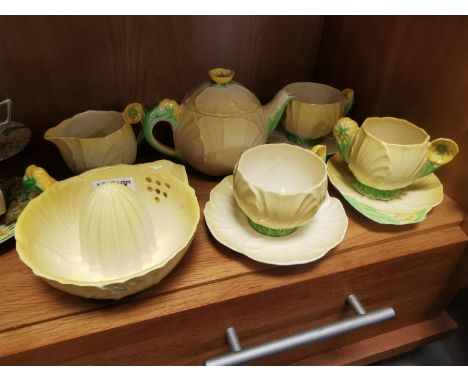 9pc Carlton Ware Buttercup Vintage Tea Service in Lemon Squeezer