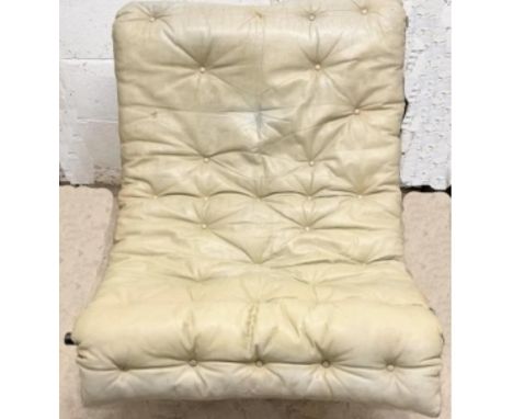 1960's Leather Button Back Sling Chair on Chrome Frame