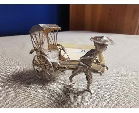 Chinese Silver Farmer &amp; Cart Decorative Figure