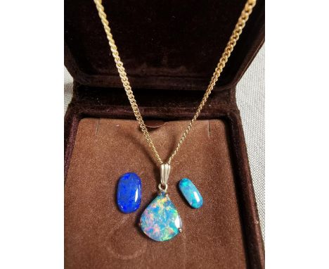 Opal Pendant 9ct Gold Necklace + Stones
