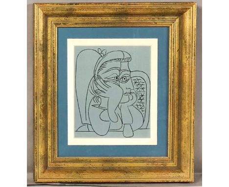Pablo Picasso (Spanish, 1881 - 1973)Femme Accoudee - 1962 Original Linocut, unsigned, from the Edition of 520 Sight Size: 12 