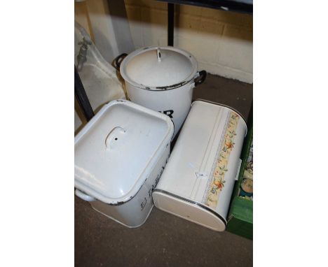 Vintage flour bin and a bread bin