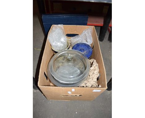 One box of vintage tobacco jars and other items
