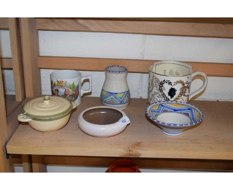 Mixed Lot: Assorted items to include a Honiton pottery bowl, a Wedgwood royal commemorative tankard and other items