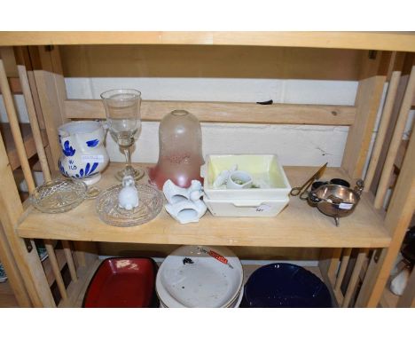 Mixed Lot: Frosted glass light shade, various napkin rings, assorted ceramics and glass ware