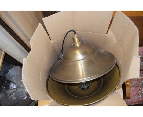 VARIOUS MODERN COPPER AND BRASS EFFECT LIGHT FITTINGS