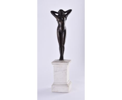 unbekannter der Künstler der 19./ 20. Jahrhundert"weiblicher Akt" Jugendstil Bronze, patinierte Bronze um 19. Jhd., auf Marmo
