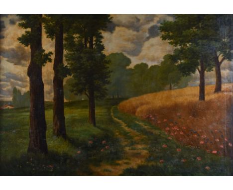 K. Harrung ( 19./20. Jhd.)" Sommerlandschaft "Gemälde - Öl auf Leinwand, 72 cm x 100 cm,rechts unten signiert und datiert