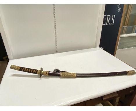 A Japanese Kutani sword and scabbard, shipping unavailable (over 18's only) 