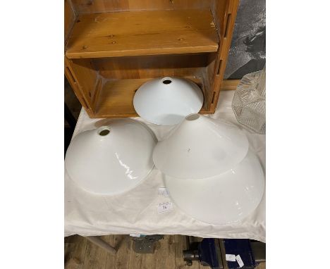 A selection of vintage opaque glass light shades (9) 