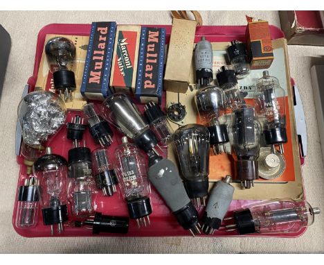 A job lot of assorted vintage TV &amp; radio valves, mostly military / broad arrow marked shipping unavailable 