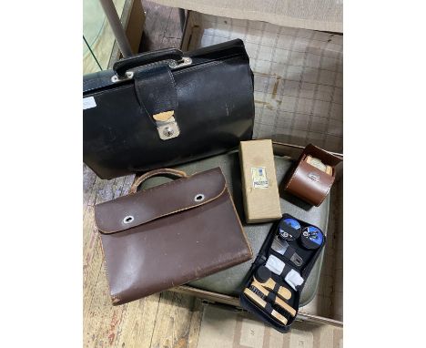 A selection of assorted vintage luggage, shipping unavailable 