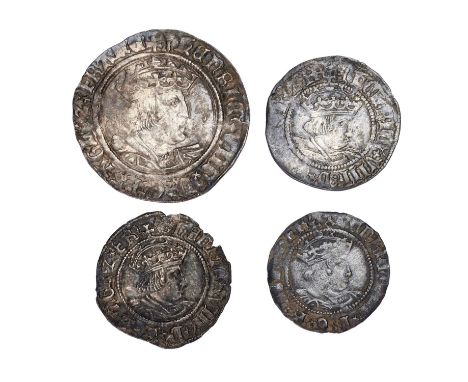 4x Hammered Henry VIII Coins; to include; groat, second issue 1526-44, 2.60g, mm. arrow, laker bust D (N.1797, S.2337E) nice 