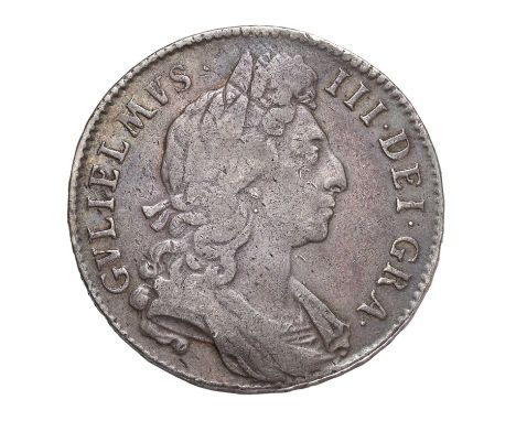 William III, Halfcrown 1696, OCTAVO, large shields, early harp, (Bull 1016, ESC 522, S.3481) fine, good fine in placesMichael