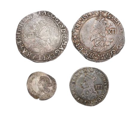 Assorted Stuart Hammered Coinage; 4 coins comprising; James I, shilling, second coinage (1604-19), 5.63g, mm. lis, third bust