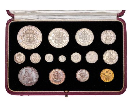 George VI, 'Coronation' Proof Set 1937, 15 coins from crown to farthing including full Maundy set, presented in original red 