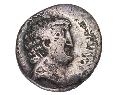 Roman Republic, Mark Antony Denarius, 18mm, 3.4g, Athens Mint 32BC, obv. ANTON AVG IMP III COS DES III III V R P C, head of M