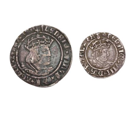 Henry VIII, Groat, second coinage (1526-44), 2.45g, mm. arrow, Laker bust D, (N.1797, S.2337E) good fine; and, halfgroat, 1.2